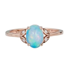 Ethiopian Opal & Diamond Ring In 10K Rose Gold