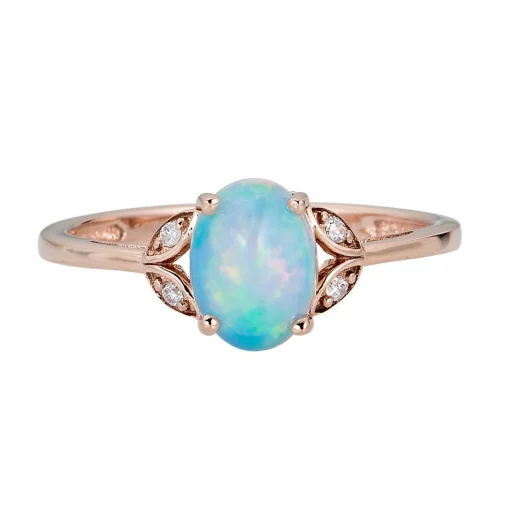 Ethiopian Opal & Diamond Ring In 10K Rose Gold