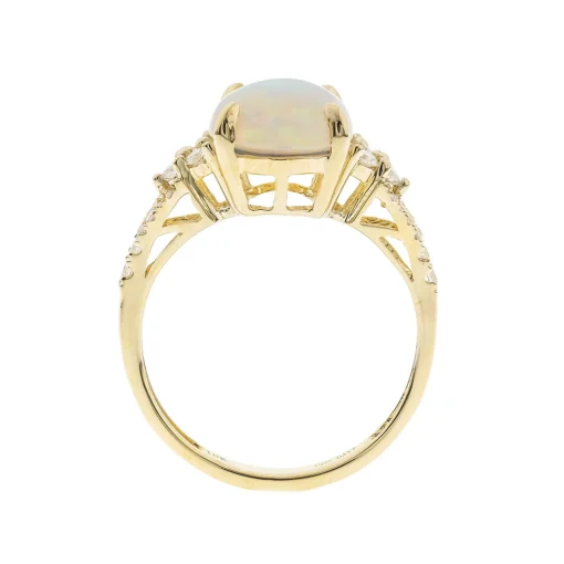 Ethopian Opal & 1/4 Ct. Tw. Diamond Ring In 10K Yellow Gold