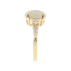 Ethopian Opal & 1/4 Ct. Tw. Diamond Ring In 10K Yellow Gold