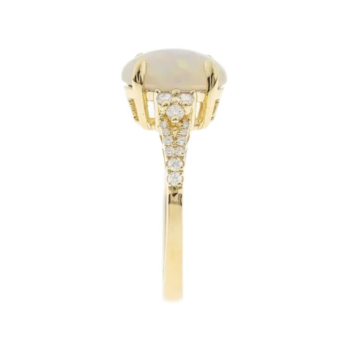Ethopian Opal & 1/4 Ct. Tw. Diamond Ring In 10K Yellow Gold