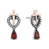 Evil Queen Diamond & Garnet Earrings In Sterling Silver & 10K Rose Gold (1/8 Ct. Tw)