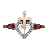 Evil Queen Diamond & Garnet Ring In Sterling Silver & 10K Rose Gold (1/5 Ct. Tw)