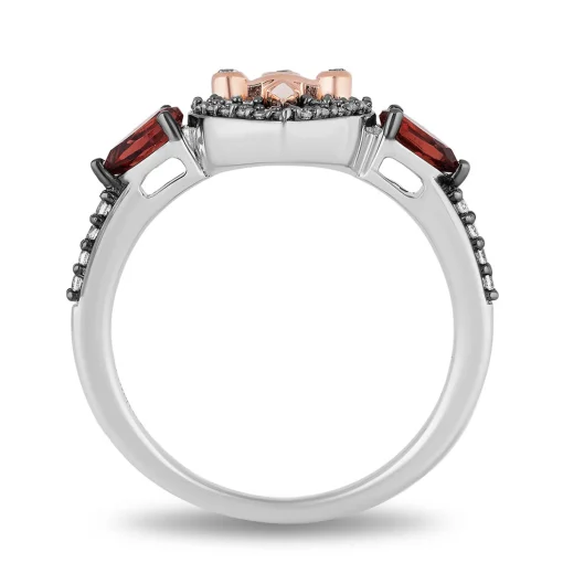 Evil Queen Diamond & Garnet Ring In Sterling Silver & 10K Rose Gold (1/5 Ct. Tw)