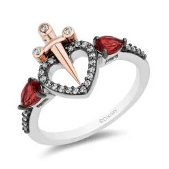 Evil Queen Diamond & Garnet Ring In Sterling Silver & 10K Rose Gold (1/5 Ct. Tw)