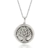 Family Tree Photo Locket With Lab Created White Sapphires In Sterling Silver