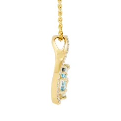 Fancy Blue & White Topaz Circle Pendant In 10K Yellow Gold