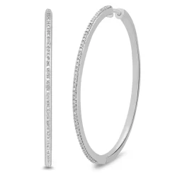 Faux Channel-Set Diamond Hoops In Sterling Silver (1/7 Ct. Tw.)