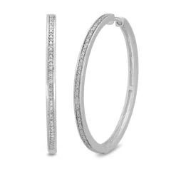 Faux Channel-Set Diamond Hoops In Sterling Silver