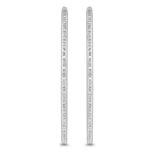 Faux Channel-Set Diamond Hoops In Sterling Silver (1/7 Ct. Tw.)