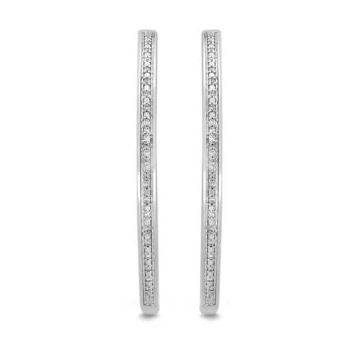 Faux Channel-Set Diamond Hoops In Sterling Silver