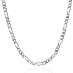 Figaro Link Chain In Stainless Steel, 24"