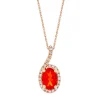 Fire Opal & 1/7 Ct. Tw. Diamond Halo Pendant In 10K Rose Gold