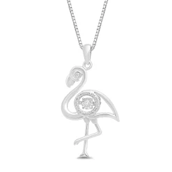 Flamingo Pendant With Diamond Accents In Sterling Silver