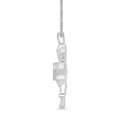 Flamingo Pendant With Diamond Accents In Sterling Silver