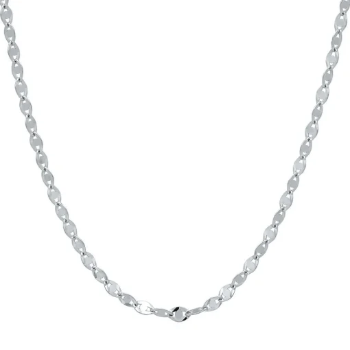 Flat Link Chain In 14K White Gold, 18"