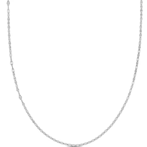Flat Oval Link Chain Necklace In Platinum, 18"