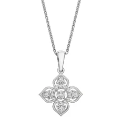 Flower Diamond Pendant In Sterling Silver (1/10 Ct. Tw.)