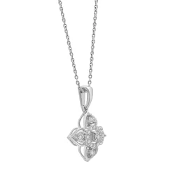 Flower Diamond Pendant In Sterling Silver (1/10 Ct. Tw.)