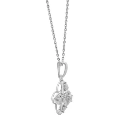 Flower Diamond Pendant In Sterling Silver (1/10 Ct. Tw.)