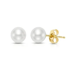 Freshwater Cultured Pearl Stud Earrings In 14K Yellow Gold, 5.5-6Mm