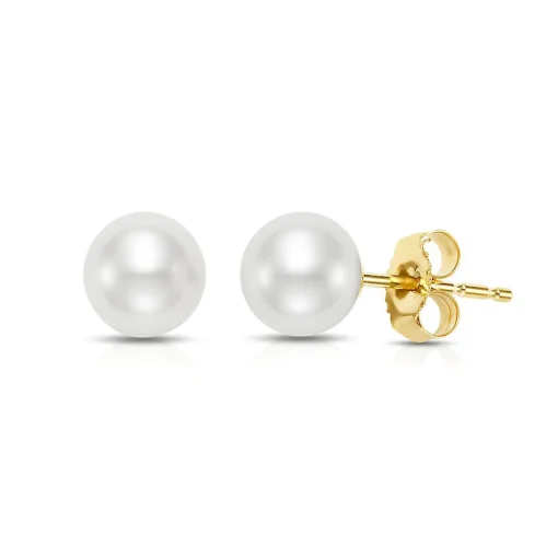 Freshwater Cultured Pearl Stud Earrings In 14K Yellow Gold, 5.5-6Mm