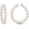 Freshwater Cultured Pearl Hoop Earrings In Sterling Silver