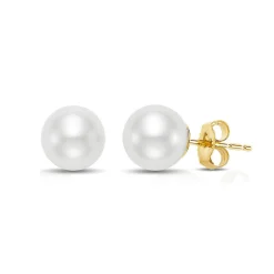Freshwater Cultured Pearl Stud Earrings In 14K Yellow Gold, 6.5-7Mm