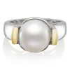 Freshwater Cultured Pearl Ring In Sterling Silver & 14K Yellow Gold