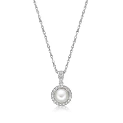 Freshwater Cultured Pearl & 1/10 Ct. Tw. Diamond Pendant In Sterling Silver