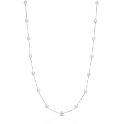 Freshwater Cultured Pearl Tincup Necklace In 14K White Gold