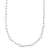 Freshwater Cultured Pearl & Lab Created White Sapphire Necklace In Sterling Silver