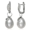 Freshwater Cultured Pearl & White Topaz Earrings In Sterling Silver