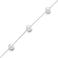 Freshwater Cultured Pearl Tincup Necklace In 14K White Gold