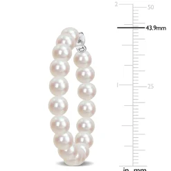 Freshwater Cultured Pearl Hoop Earrings In Sterling Silver