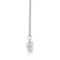 Freshwater Cultured Pearl & 1/10 Ct. Tw. Diamond Pendant In Sterling Silver