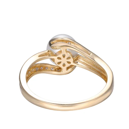 Freshwater Cultured Pearl And Diamond Ring In 10K Yellow Gold (1/10 Ct. Tw.)