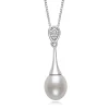 Freshwater Cultured Teardrop Pearl Pendant With Diamond Accent In Sterling Silver