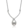 Freshwater Cultured Teardrop Pearl Pendant With White Topaz In Sterling Silver