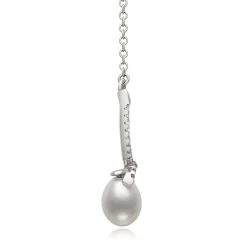 Freshwater Cultured Teardrop Pearl Pendant With White Topaz In Sterling Silver