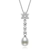 Freshwater Pearl & Lab Created White Sapphire Pendant In Sterling Silver