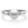 Freshwater Pearl & Lab-Created White Sapphire Ring In Sterling Silver