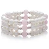 Freshwater Pearl And Pink Quartz Bracelet In Sterling Silver