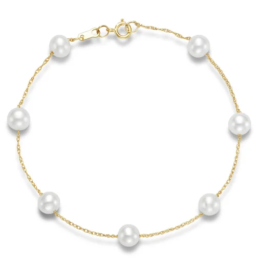 Freshwater Pearl Bracelet In 14K Yellow Gold