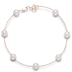 Freshwater Pearl Tin Cup Bracelet In 14K Rose Gold