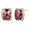 Garnet & 1/7 Ct. Tw. Diamond Earrings In 10K Rose Gold
