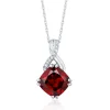 Garnet & Diamond Pendant In 10K White Gold