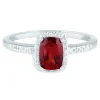 Garnet And Diamond Ring In 10K White Gold (1/10 Ct. Tw.)