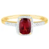 Garnet And Diamond Ring In 10K Yellow Gold (1/10 Ct. Tw.)