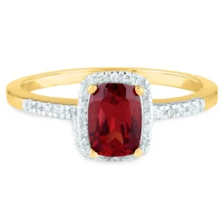 Garnet And Diamond Ring In 10K Yellow Gold (1/10 Ct. Tw.)